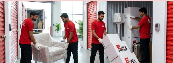 Moving boxes in a new home